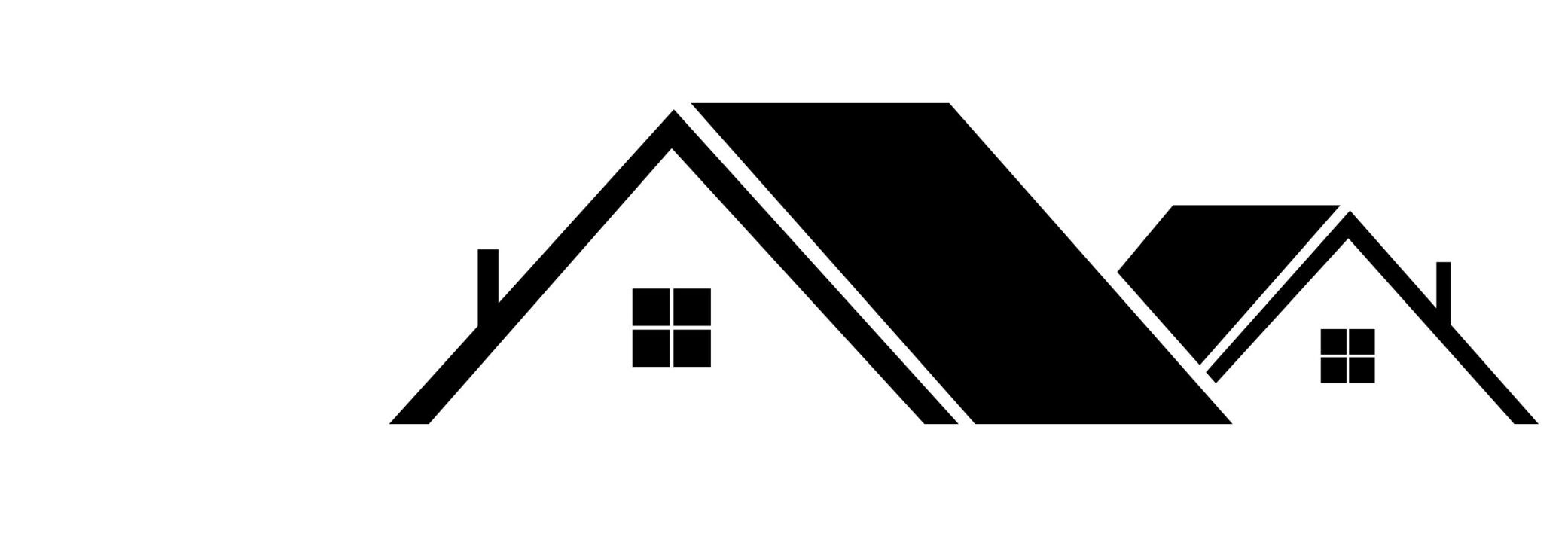 Simple Black and White Illustration of Two House Roofs