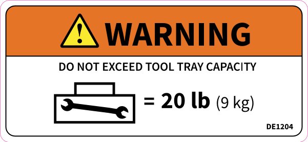 DECAL,CAPACITY,TOOL TRAY