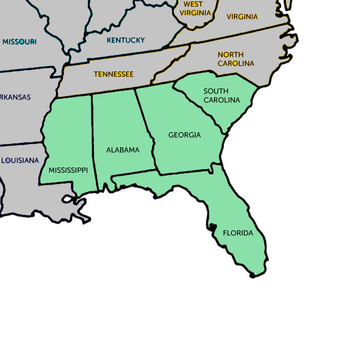 Sales Territory Map USASouteast