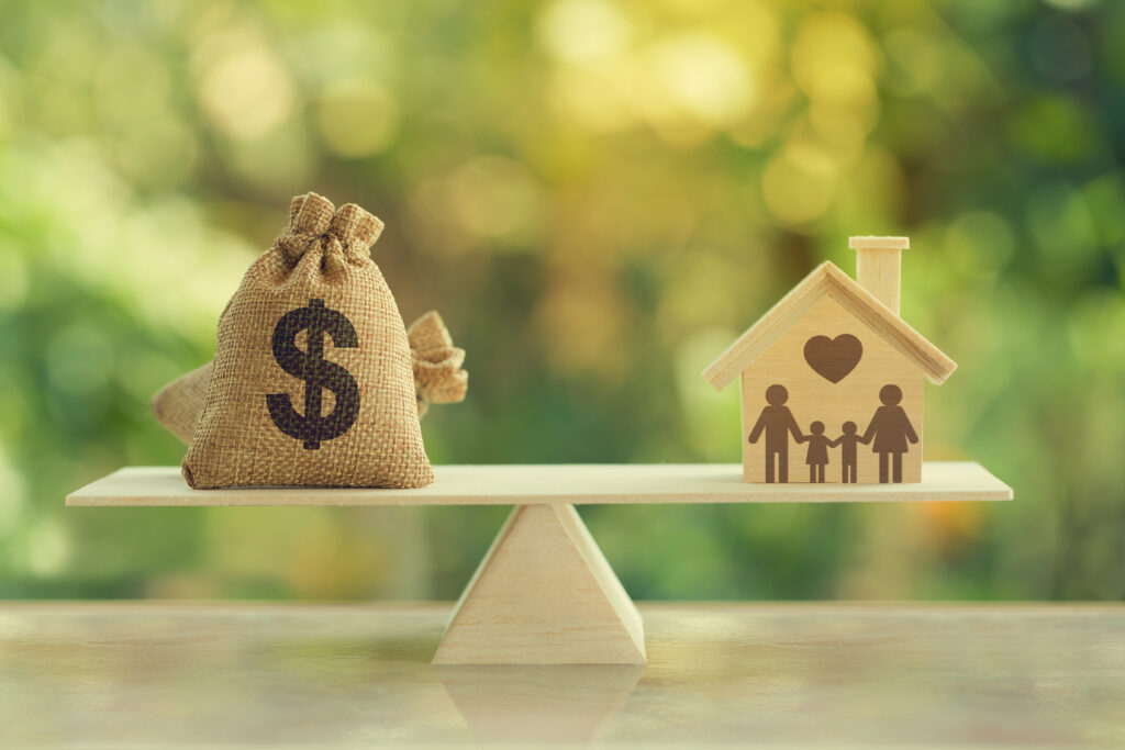 House mortgage and family financial management concept: